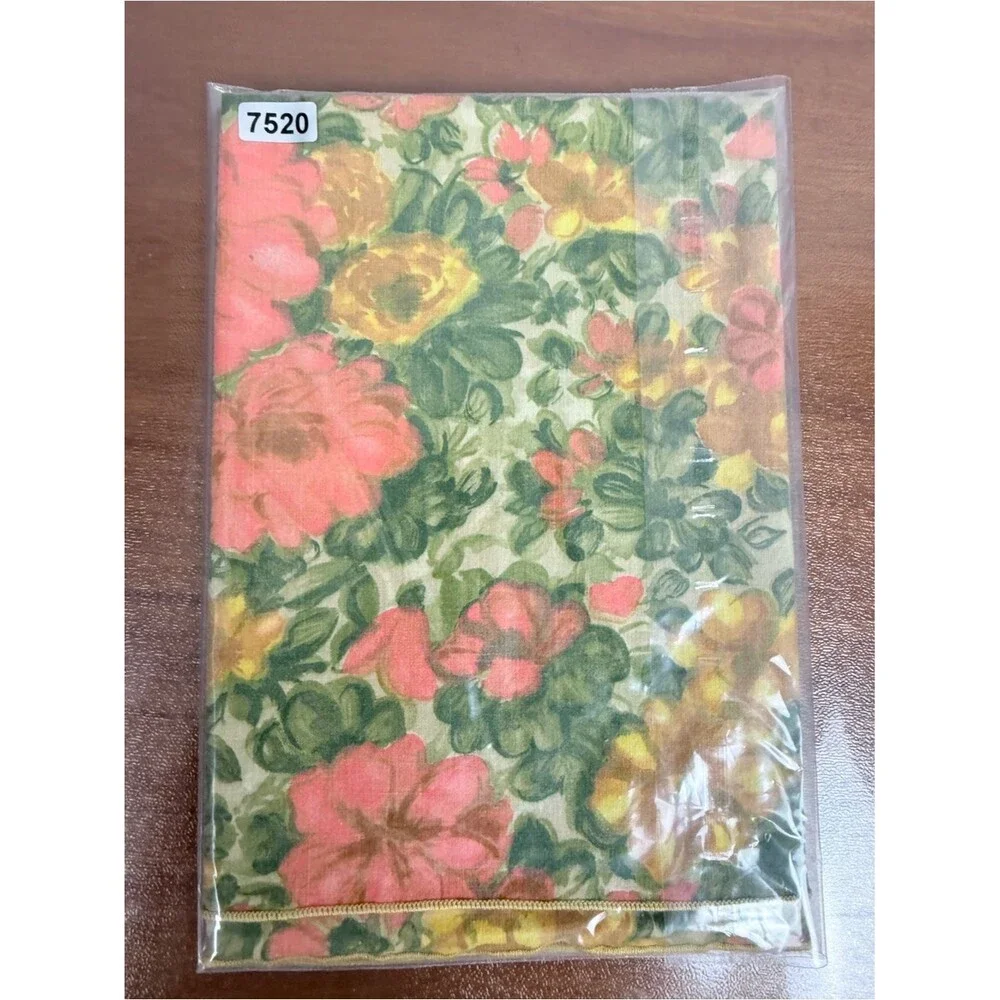 2 Vintage 70s Cloth Napkins Coral, Yellow & Green Floral